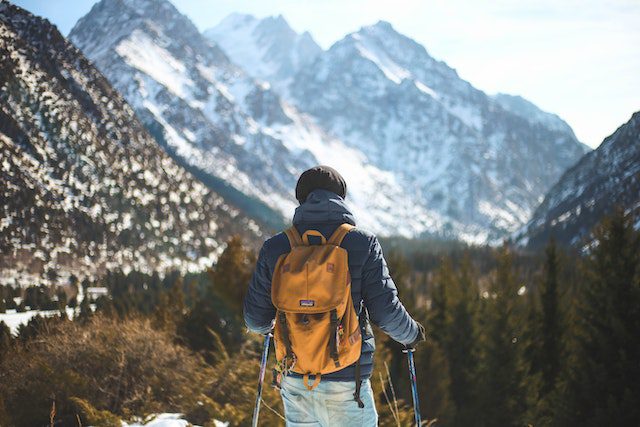 A man hiking 