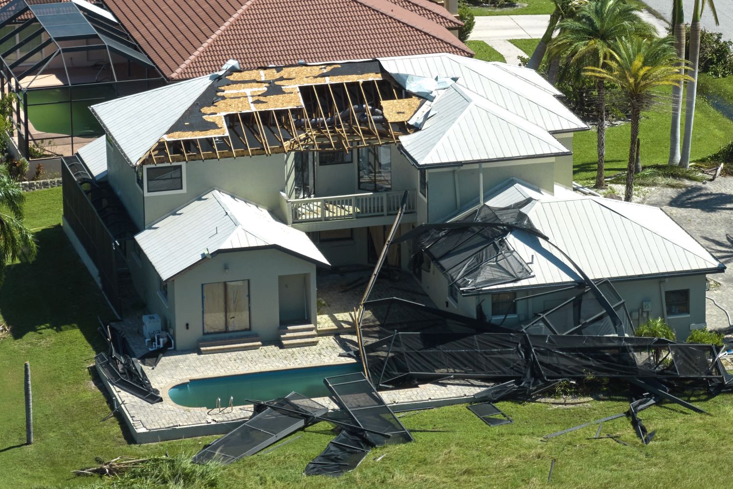 A house with damaged roof needing roof repair