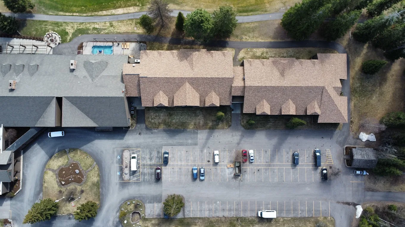 above view of an apartment shingle roof